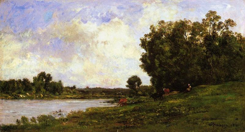 Charles-Francois Daubigny Cattle on the Bank of a River Sweden oil painting art